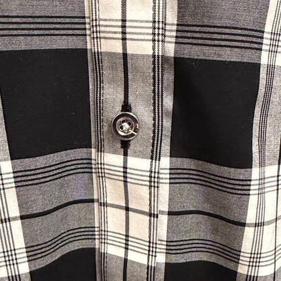 Talbots Black and White Plaid Button Down Shirt - Picture 4 of 5